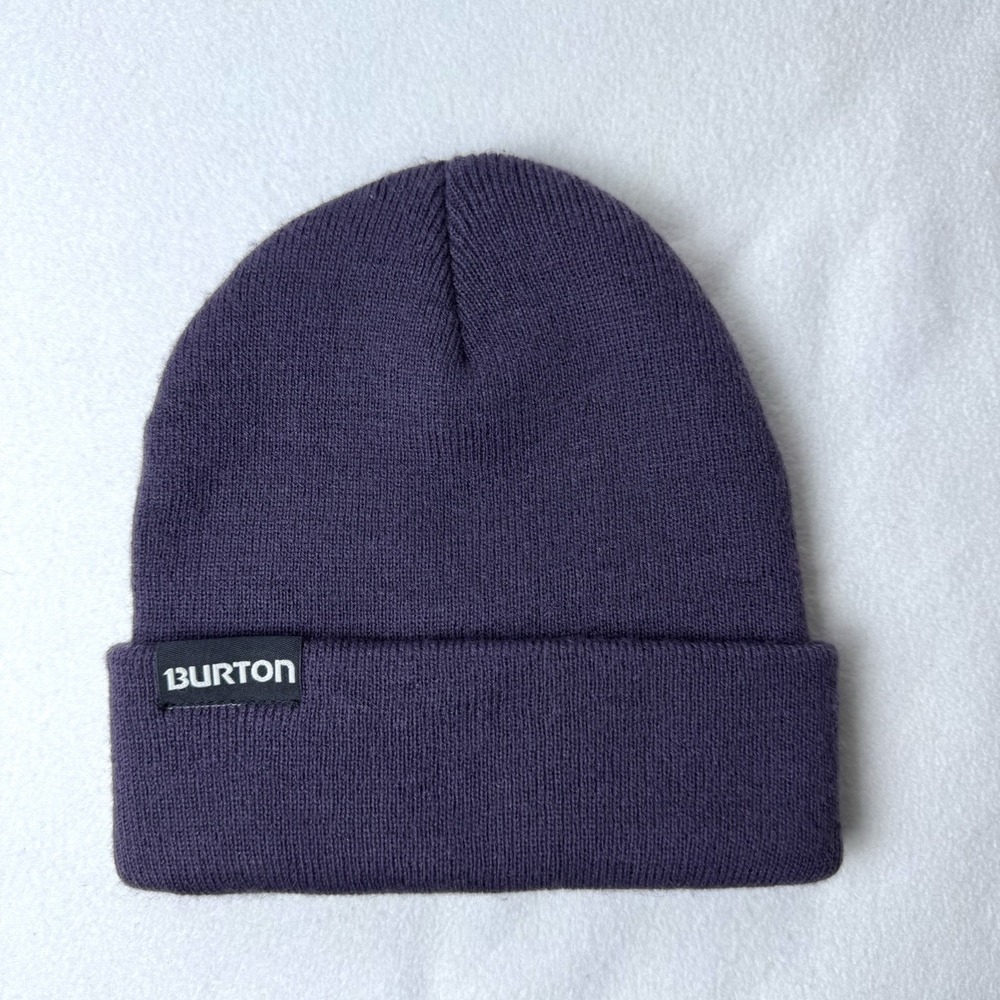 Burton Purple Knit Beanie Roll Cuff Stocking Cap Hat Cuffed Winter Snowboard